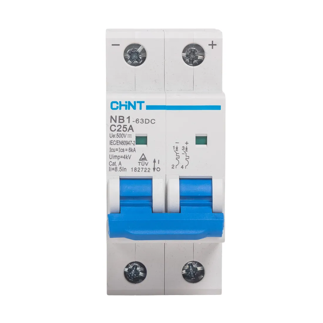 Автоматический выключатель CHINT NB1-63DC 2P 25A DC500B 6kA — изображение 2