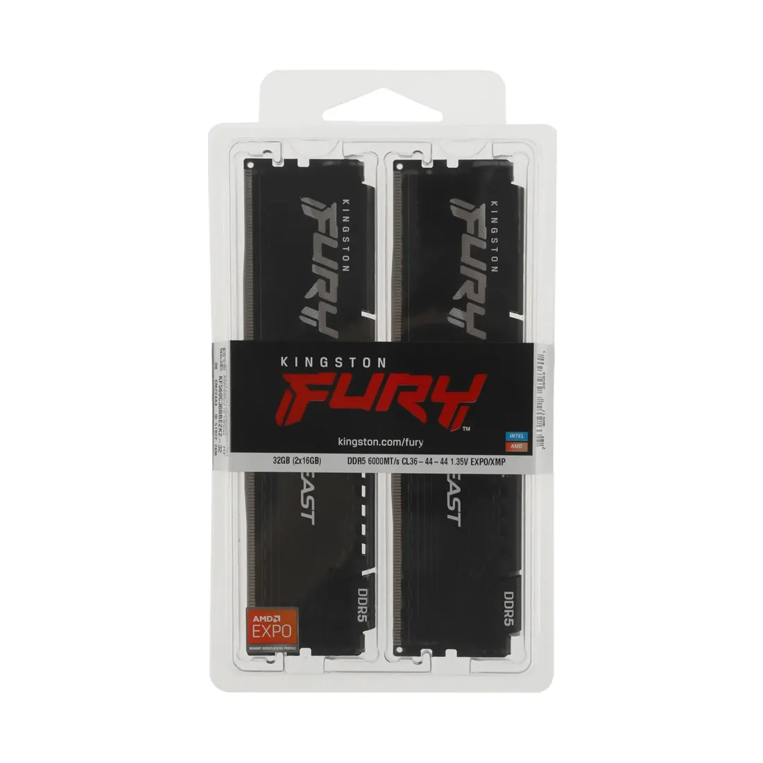 Комплект модулей памяти Kingston FURY Beast Black KF560C36BBE2K2-32 DDR5 32GB (Kit 2x16GB) 6000MHz — изображение 2