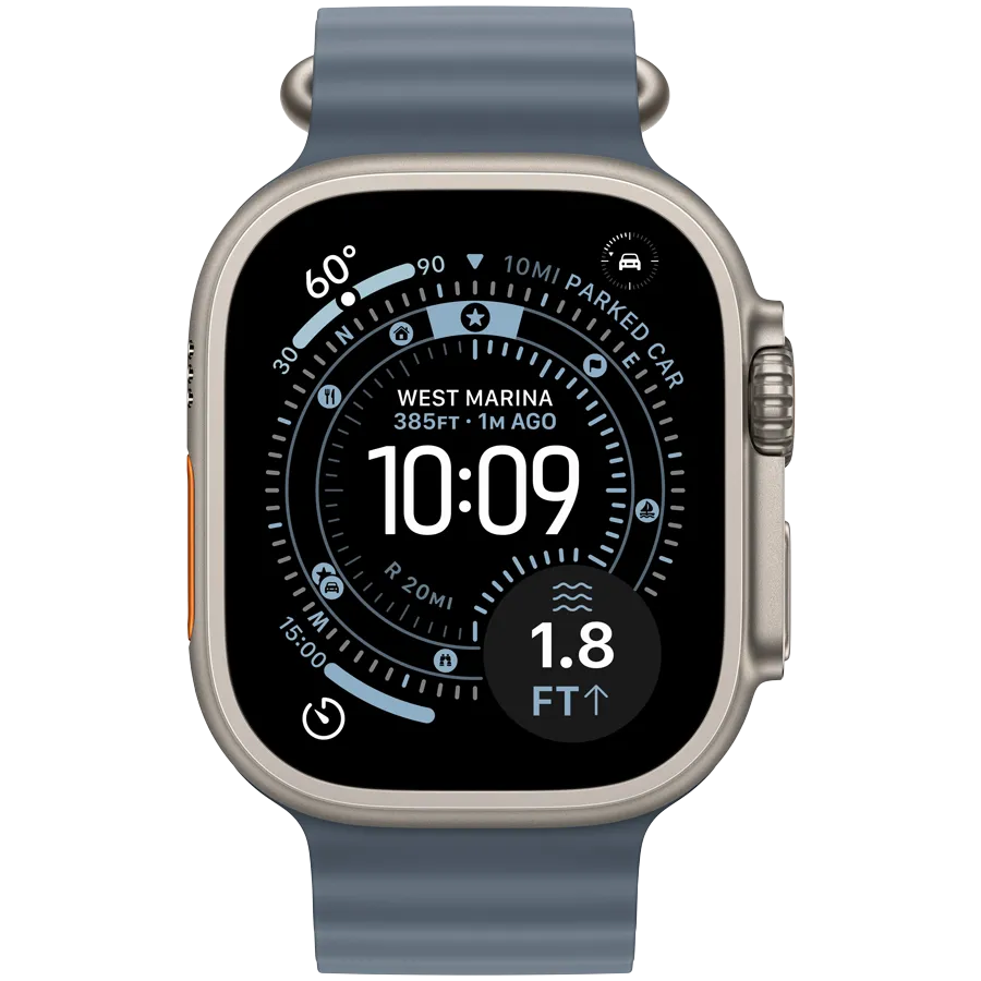 Apple Watch Ultra 3 GPS + Cellular 49mm Natural Titanium Case with Anchor Blue Ocean Band,Model A3281 — изображение 2