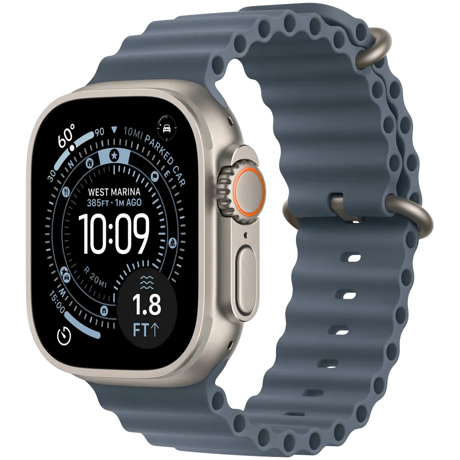 Apple Watch Ultra 3 GPS + Cellular 49mm Natural Titanium Case with Anchor Blue Ocean Band,Model A3281