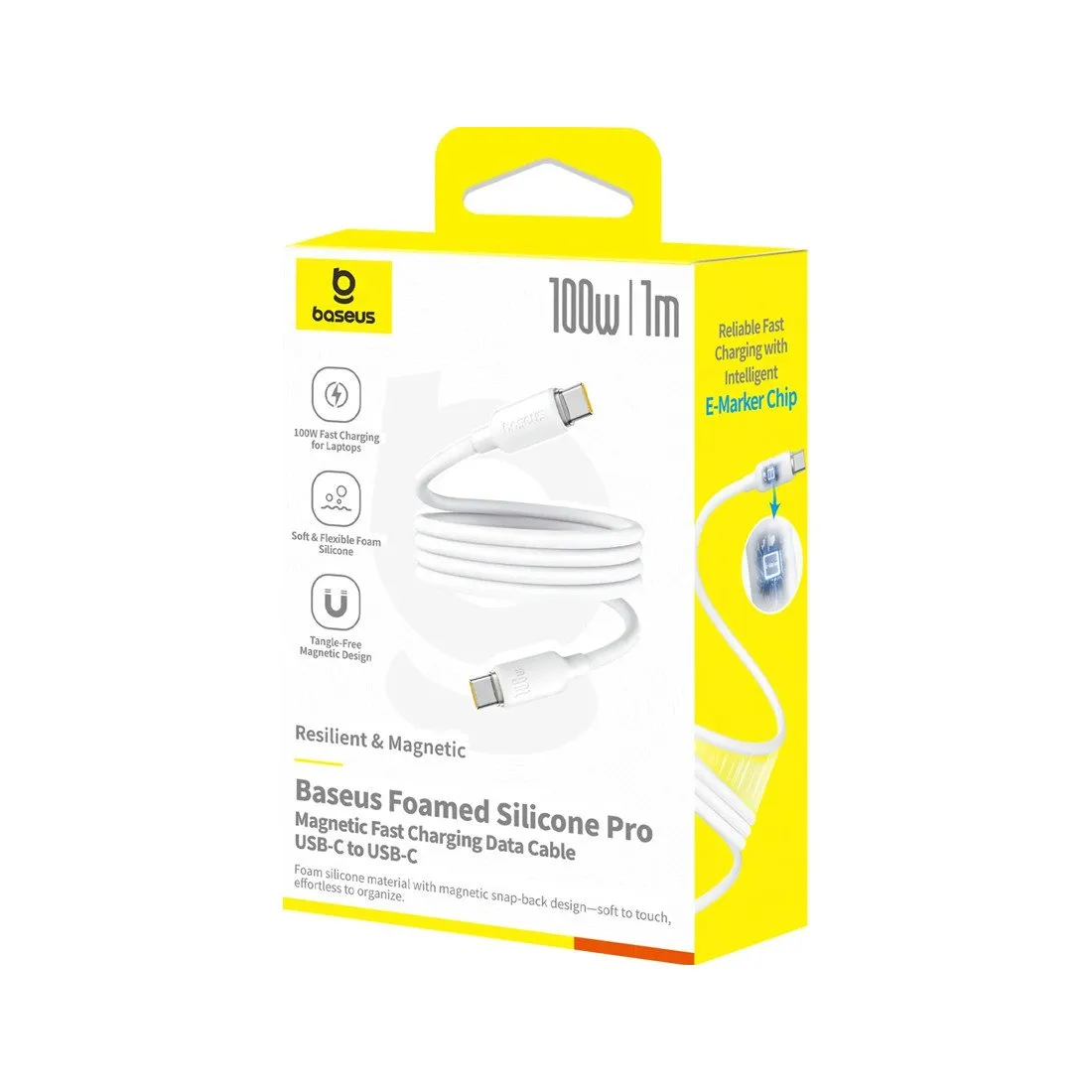 Интерфейсный кабель Baseus Foamed Silicone Pro Magnetic USB-C to USB-C 100W White 1m (E0426D01) — изображение 3