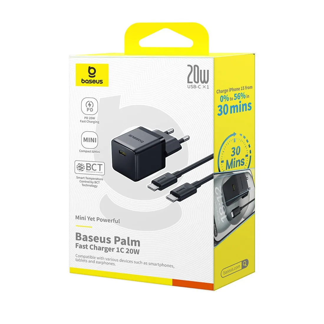 Адаптер питания Baseus Palm 1C 20W Black (P10111602113-01) — изображение 3