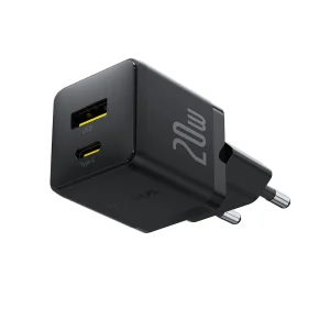 Адаптер питания Baseus Palm C+U 20W EU Black( в комлпекте кабель Type-c) (P10111608113-01)