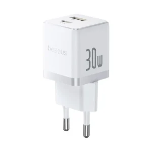 Адаптер питания Baseus Palm C+U 30W White( в комлпекте кабель Type-c) (P1011160A213-01)