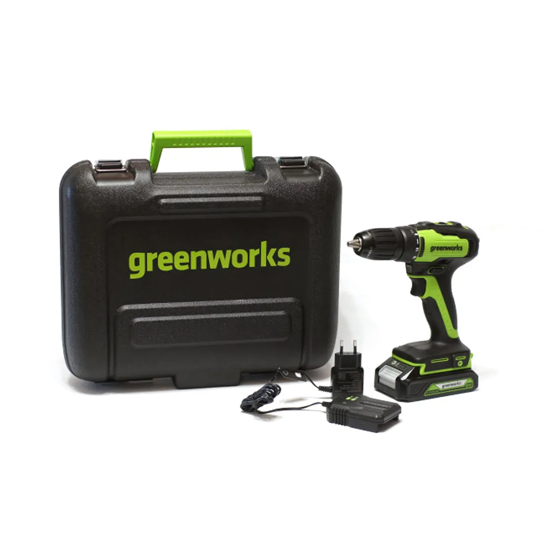 Дрель-шуруповерт аккумуляторная Greenworks 3704007UA, 24V, c 1хАКБ 2 Ач и ЗУ в кейсе — изображение 2