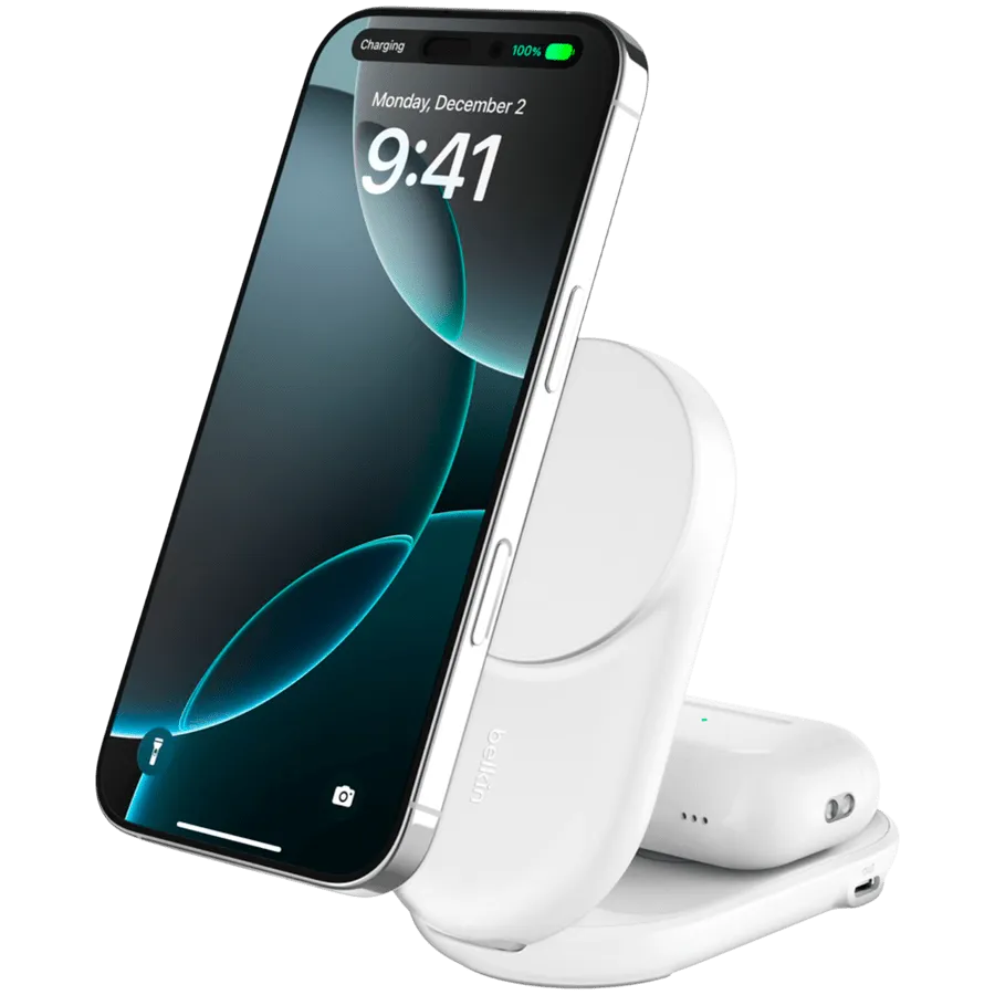 BELKIN 25w Qi2 2-IN-1 Foldable Charger, White
