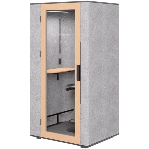 WorkBooth One Premium light grey felt, natural oak