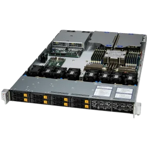 SUPERMICRO assembled server based on AS-1116CS-TN, Turin 9575F CPU, 2x 32GB DDR5-6400, SSD 2.5" NVMe PCIe4 960GB, AIOM G3 x4 2x 10GbE RJ45 Intel X550-AT2, AOC-STGS-I2T-O, 2x PWS-2K09A-1R, CBL-MCIO-1245M5RE