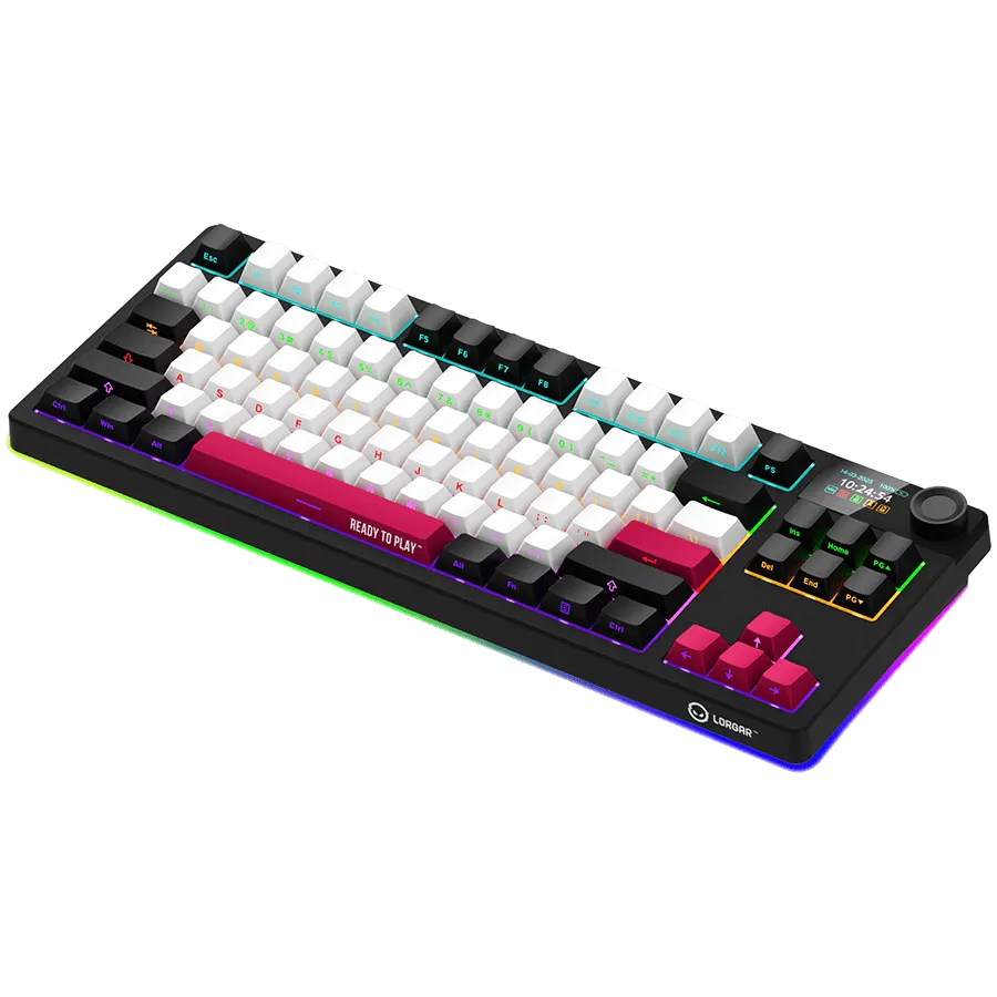 LORGAR KBP70TKLW, Wireless TKL Mechanical Gaming Keyboard Pro, Black/red, EN/RU layout — изображение 2