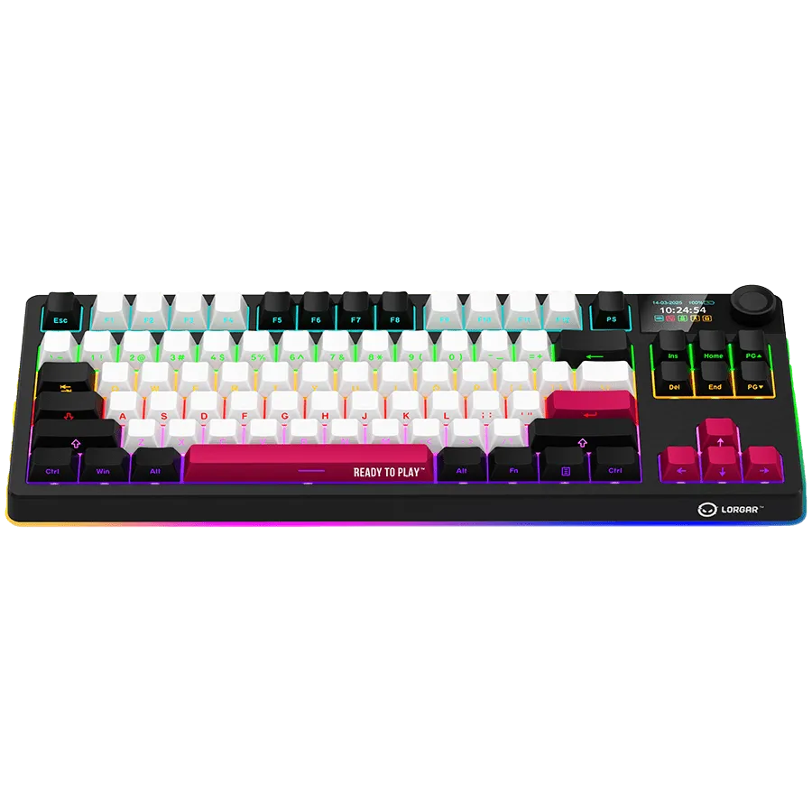 LORGAR KBP70TKLW, Wireless TKL Mechanical Gaming Keyboard Pro, Black/red, EN/RU layout — изображение 3